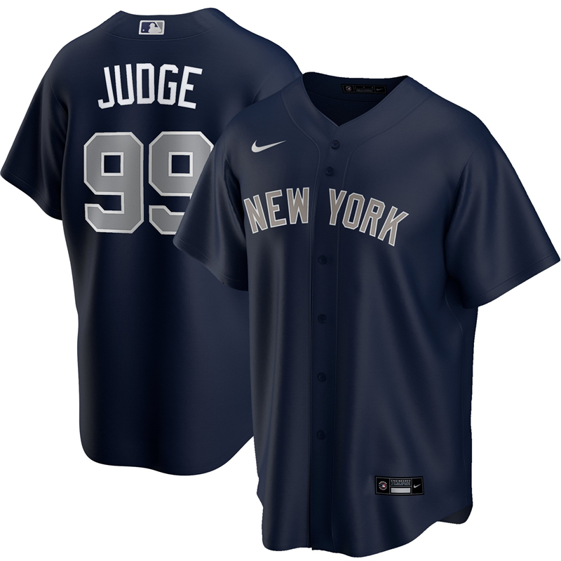 2020 MLB Men New York Yankees #99 Aaron Judge Nike Navy Alternate 2020 Replica Player Jersey 1